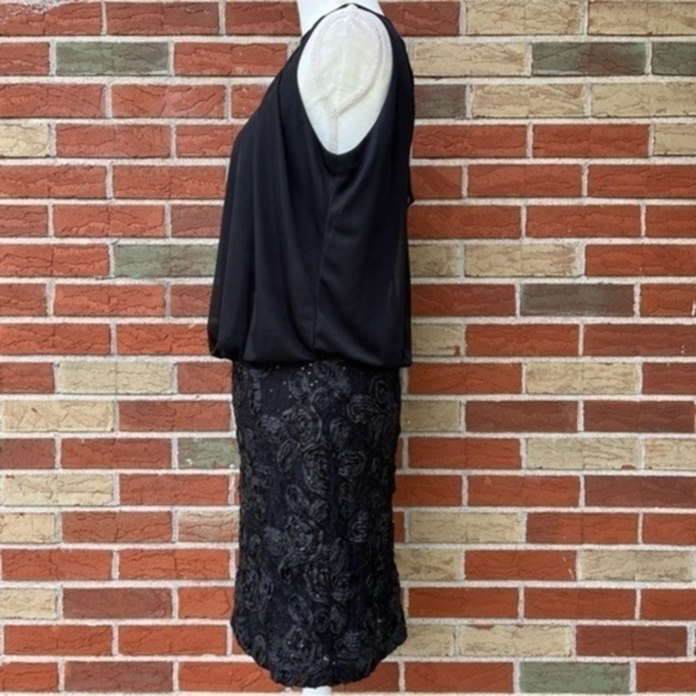 Jackie Jon New York Sequin Ruched Textured Black Sleeveless Keyhole Mini Dress 👗 - Picture 4 of 10